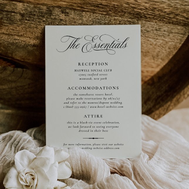 Invitación Stately Calligraphy Wedding Details Card (Subido por el creador)