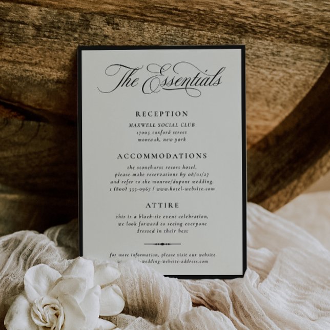 Invitación Stately Calligraphy Wedding Details Card (Subido por el creador)