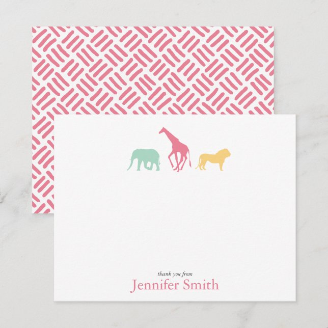Invitación Stationery simple de Safari Animal Personalizado (Anverso / Reverso)