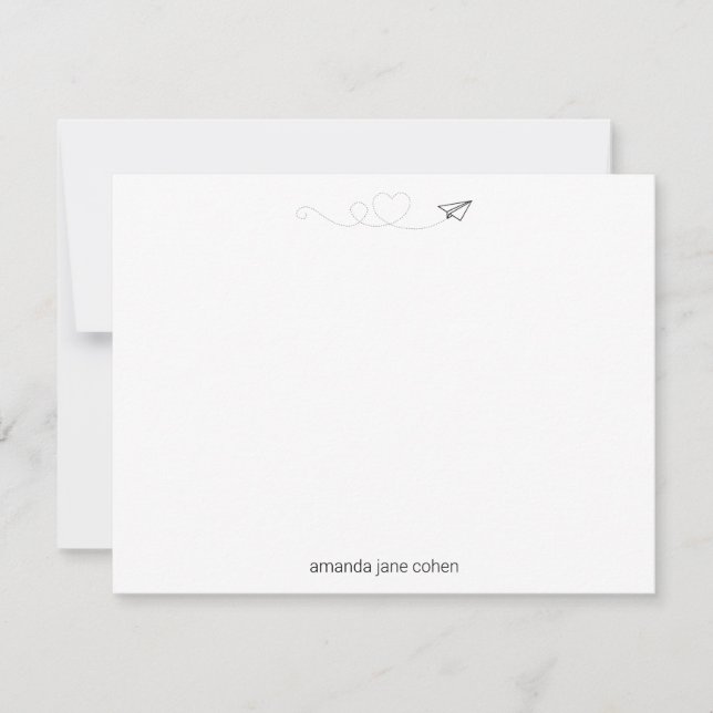Invitación Stationery simple del corazón del avión de papel (Anverso)
