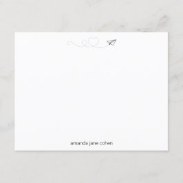 Invitación Stationery simple del corazón del avión de papel