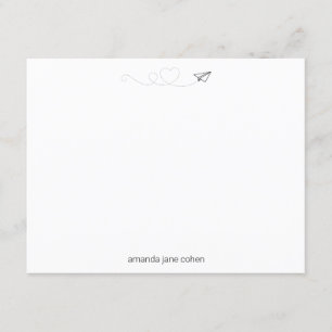 Invitación Stationery simple del corazón del avión de papel