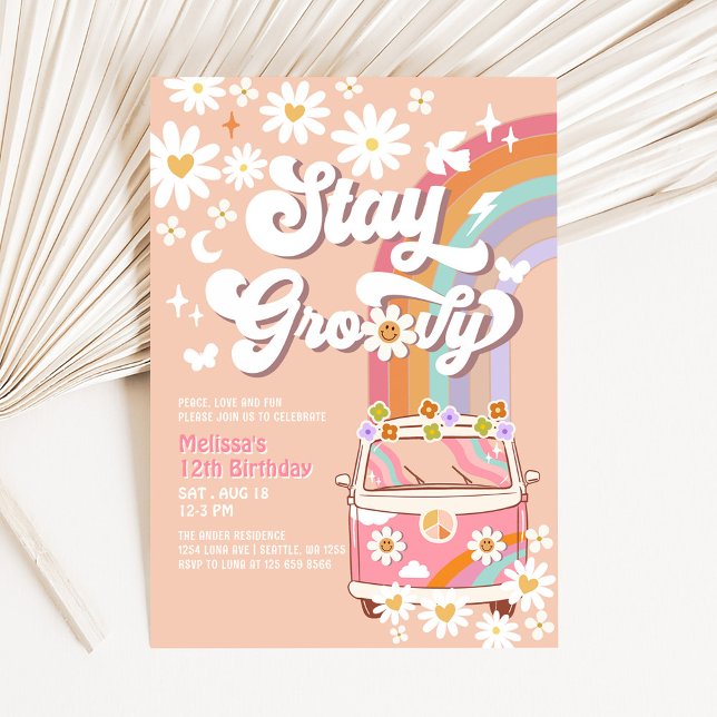 Invitación Stay Groovy Hippie 70's Retro Primer cumpleaños (Subido por el creador)