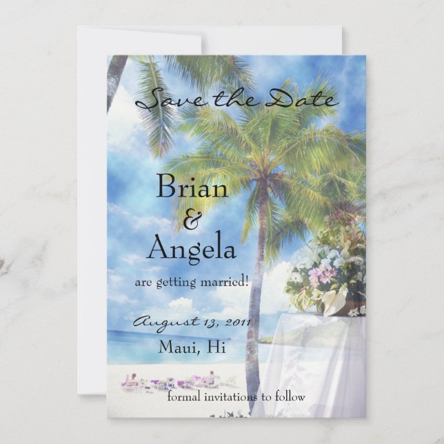 Invitación STD de boda de playa (Anverso)