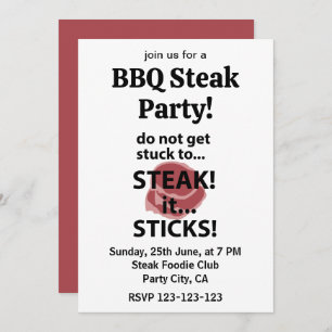 Invitación Steak Sticks Funny Steak BBQ Fiesta