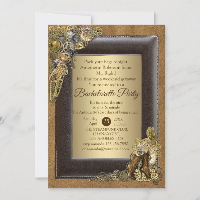 Invitación Steampunk Boda Sobre La Bachillerato Ante (Anverso)
