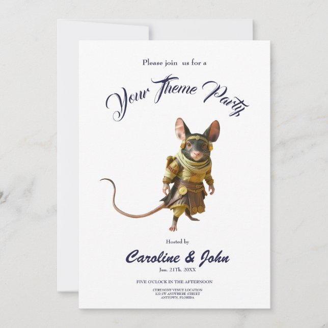 Invitación Steampunk Desert Explorer Mouse (Anverso)