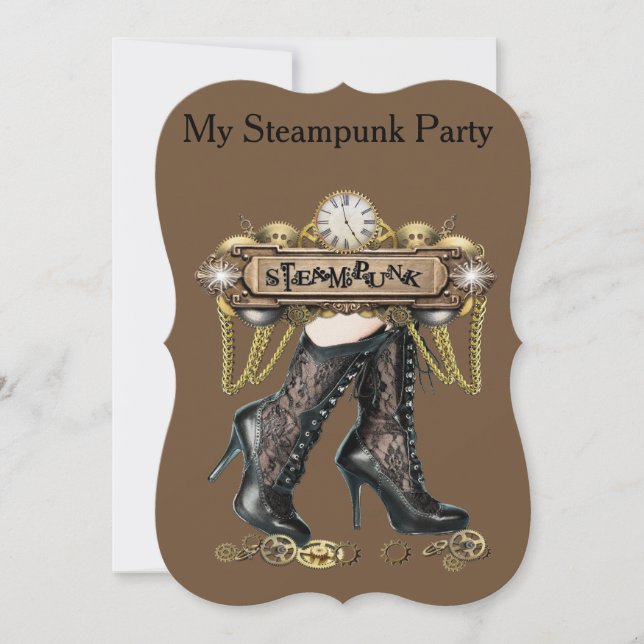 Invitación Steampunk Fashion fiesta (Anverso)