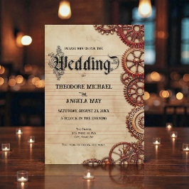 Invitación Steampunk Gears Personalized Wedding Invitation