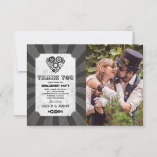 Invitación Steampunk Gracias Boda Heart Photo
