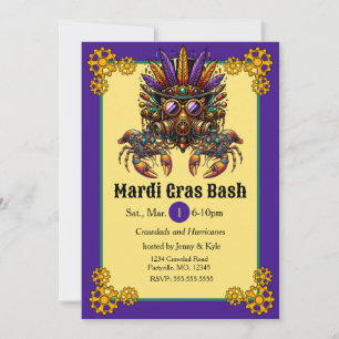Invitación Steampunk Mardi Gras