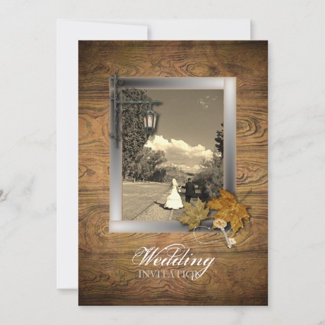 Invitación Steampunk Paris Fall deja Boda de otoño (Anverso)
