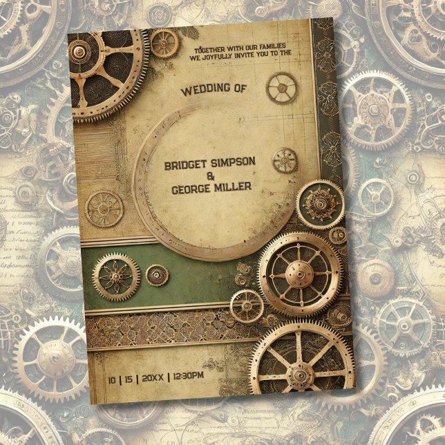 Invitación Steampunk Victorian Gearwork Boda (Subido por el creador)