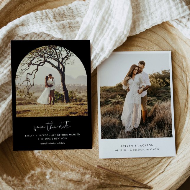 Invitación STELLA Arch Photo Save the Date Black (Subido por el creador)