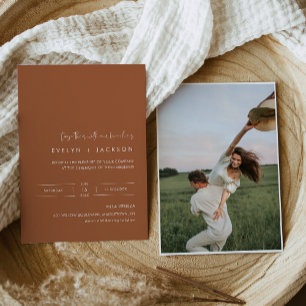 Invitación STELLA Boda de fotografía Minimalista de Terracott