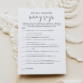 Invitación STELLA Encuesta Mínima De Ducha De Novias Dice Jue