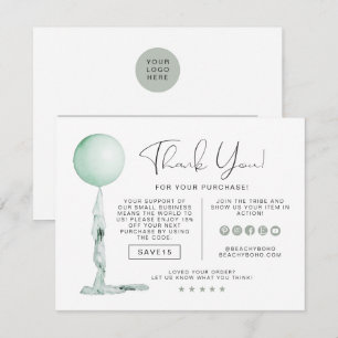 Invitación STELLA Sage Green Party Balloon Business Agradecim