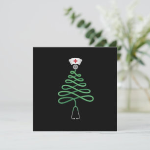 Invitación Stethoscope árbol de Navidad enfermera Scrub Xmas
