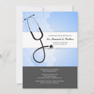 Invitación Stethoscope Blue Black