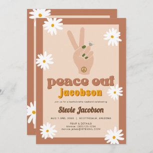 Invitación STEVIE Retro 70 Daisy Peace Out Bachelorette Invi