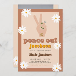 Invitación STEVIE Retro 70 Daisy Peace Out Bridal Shower