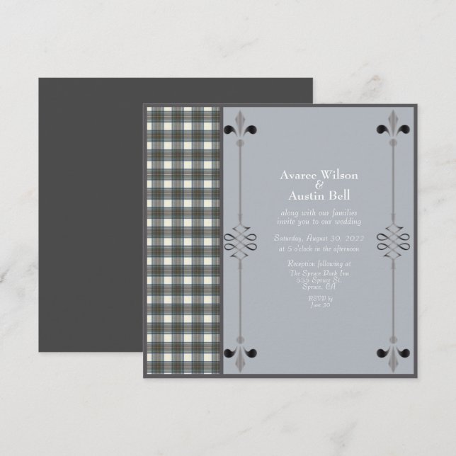 Invitación Stewart Blue Dress Tartán Wedting (Anverso / Reverso)