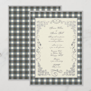 Invitación Stewart Blue Tartan Plaid Boda