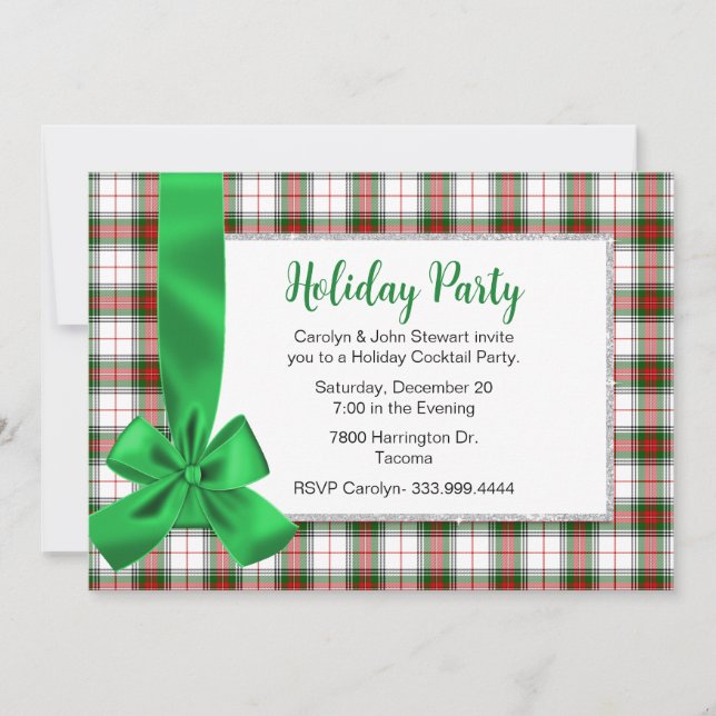 Invitación Stewart Tartan Plaid Personalizado Navidades Fiest (Anverso)