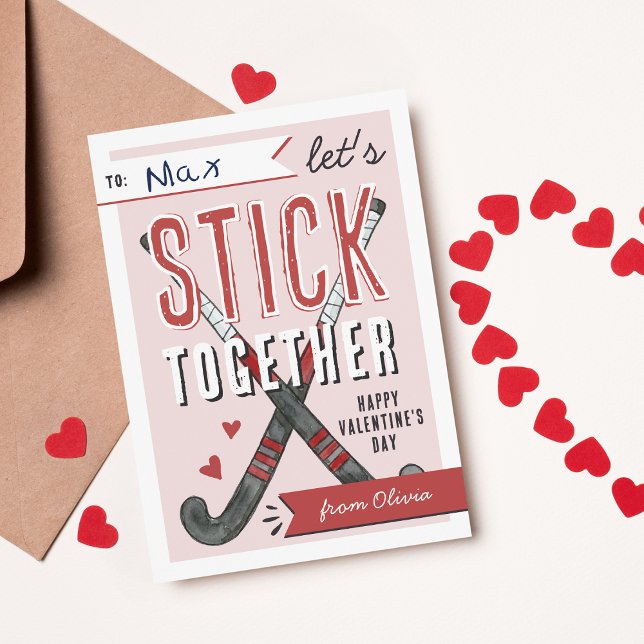 Invitación Stick Together Field Hockey Kids Valentine Card (Subido por el creador)