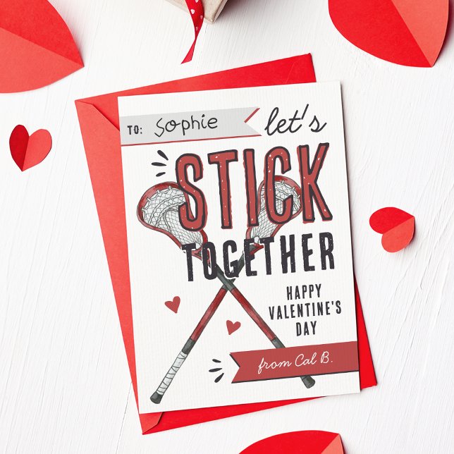 Invitación Stick Together Lacrosse Classroom Valentine Card (Subido por el creador)