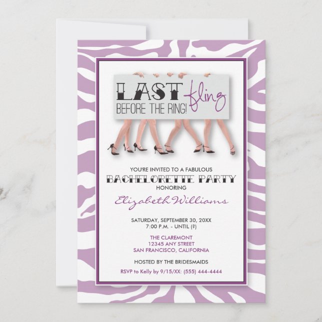 Invitación Stiletto Bachelorette Party Invitation (lilac) (Anverso)