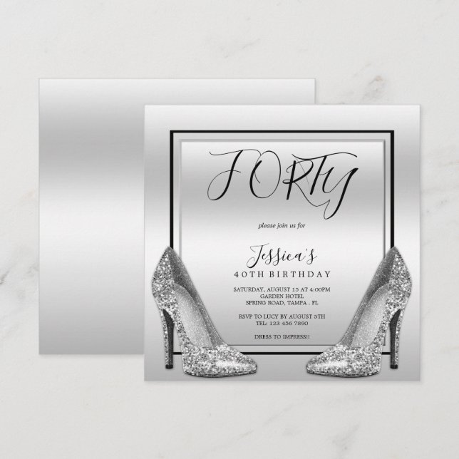 Invitación Stilettos 40 cumpleaños (Anverso / Reverso)