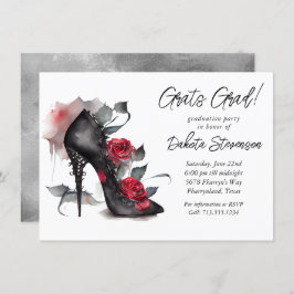 Invitación Stilettos De Moda Gótica Con Graduación De Rosas R