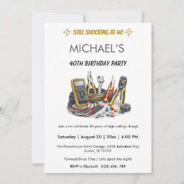 Invitación Still Shocking at 40 Electrician Birthday Party