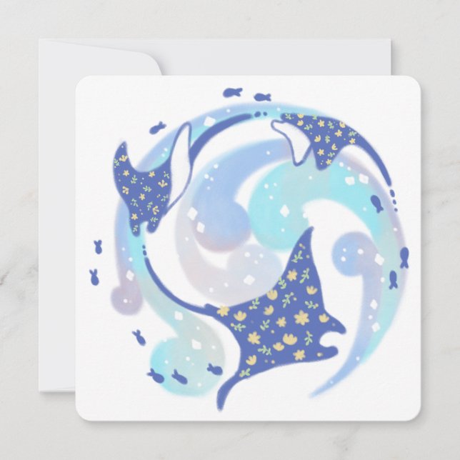 Invitación Stingray en el Ilustracion oceánico (Anverso)