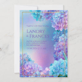 Invitación Stippled Lavender Hydrangea Watercolor Gold Frame