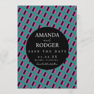 Invitación Stitched Bold Save the Date Diagonal en español es
