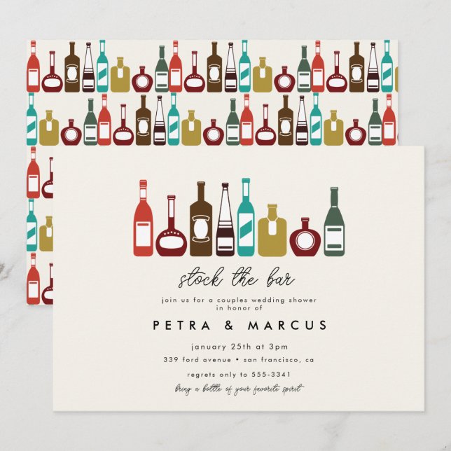 Invitación Stock el bar Parejas Ducha nupcial Matrimonio (Anverso / Reverso)