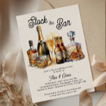 Invitación Stock el bar Parejas Wedding Shower<br><div class="desc">Reserve la invitación del Bar, perfecta para una ducha nupcial, fiesta de compromiso, ducha de pareja, fiesta de limpieza y fácil de personalizar para su estilo de evento. El diseño incluye botellas de champán, cerveza, whisky, brandy, vasos de champán y vidrio de roca. Un gran diseño para una ducha o...</div>