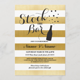Invitación Stock El Bar Stripe Gold Engagement Party Invite