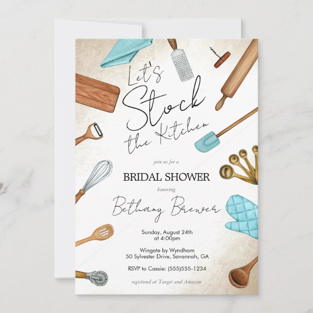 Invitación Stock el tema de la cocina Bridal Shower Invitació (Anverso)