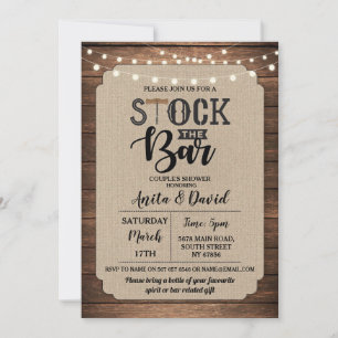 Invitación Stock La Fiesta De La Pareja La Ducha Arpillera Ma
