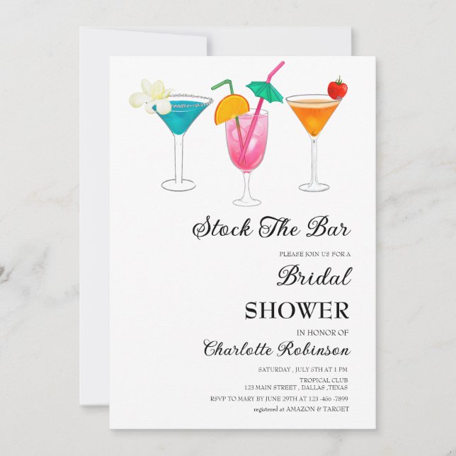 Invitación Stock The Bar Bridal Shower (Anverso)