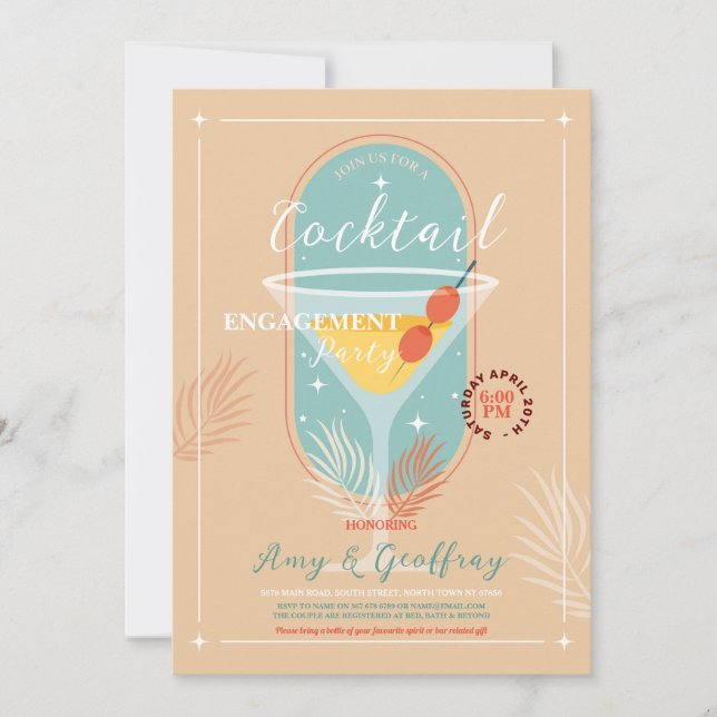 Invitación Stock The Bar Engagement Cocktail Fiesta (Anverso)