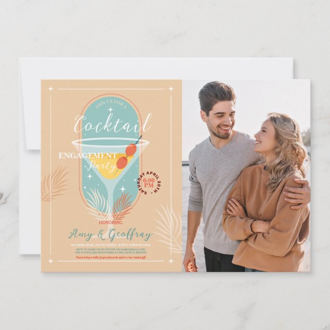 Invitación Stock The Bar Engagement Cocktail Fiesta Photo (Anverso)