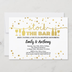 Invitación Stock The Bar Engagement Party White & Gold