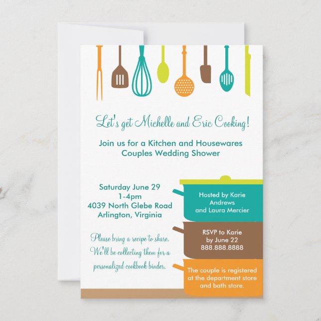 Invitación Stock the Kitchen Bridal Boda Couples Shower (Anverso)
