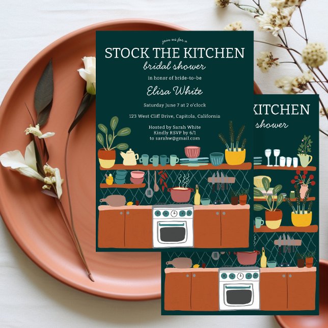 Invitación STOCK THE KITCHEN Bridal Shower Cute CUSTOM (STOCK THE KITCHEN Bridal Shower Cute CUSTOM Invitation
)