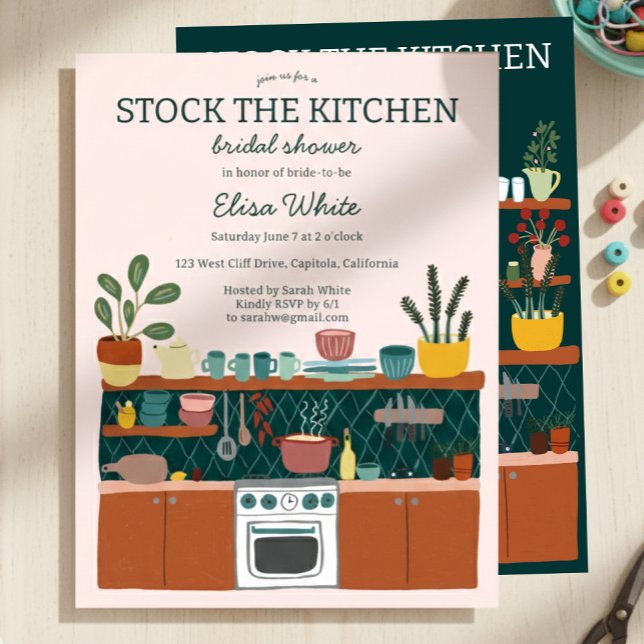 Invitación STOCK THE KITCHEN Bridal Shower Cute CUSTOM (STOCK THE KITCHEN Bridal Shower Cute CUSTOM Invitation
)