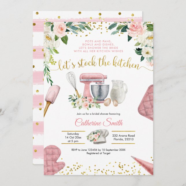 Invitación Stock the Kitchen Bridal Shower Invitation (Anverso / Reverso)